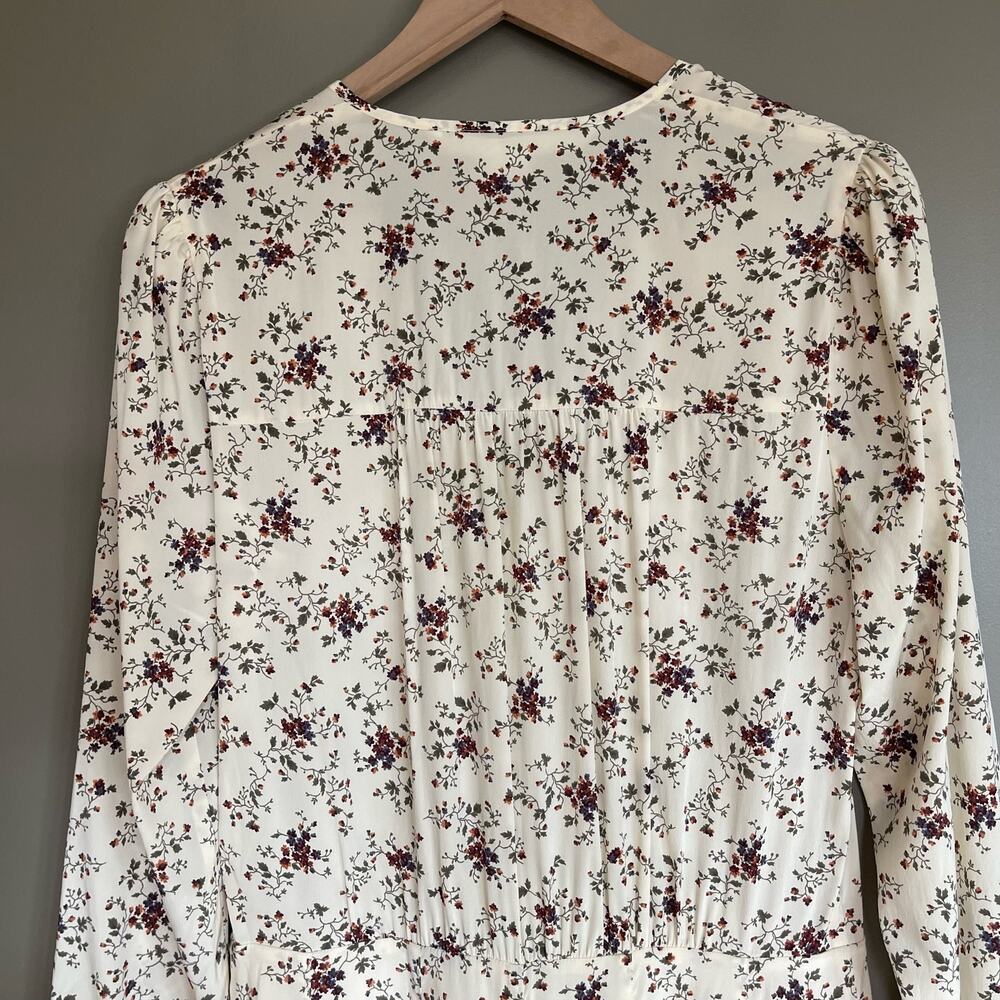 Veronica Beard Riggins Dress Whitestone Size 8 Silk Ivory Cream Floral Blouson - Picture 14 of 16